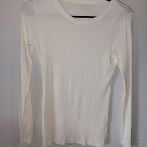 Women's Long-Sleeve Crewneck Top in Cream